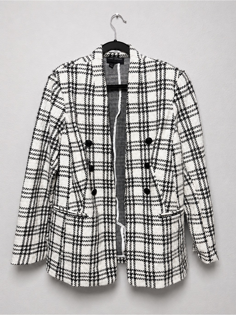 Lane Bryant Black & White Plaid Double-Breasted Blazer